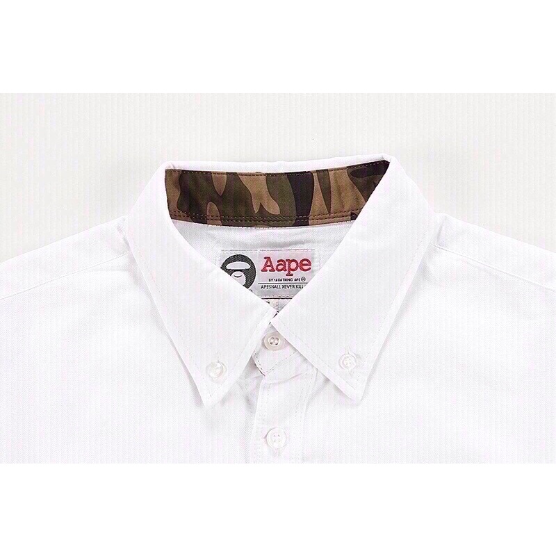 ❤️❤️❤️❤️ Áo Sơ Mi Tay Dài 100% Cotton Thêu LOGO AAPE Thời Trang Cho Nam Và Nữ