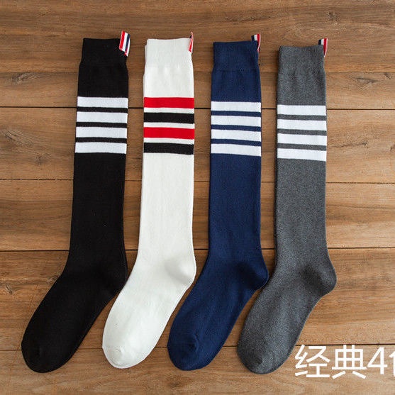 ((M &amp; E) 2023 Vớ Dài Đến Bắp Chân Cotton Kẻ Sọc Ngang Phong Cách Nhật Bản Hàn Quốc Cho Nữ Giới
