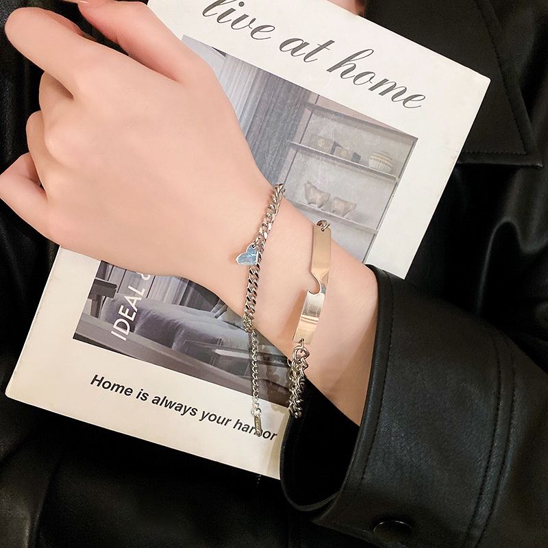 Vòng Tay Thép Titan Hình Trái Tim Đơn Giản Thời Trang Cá Tính