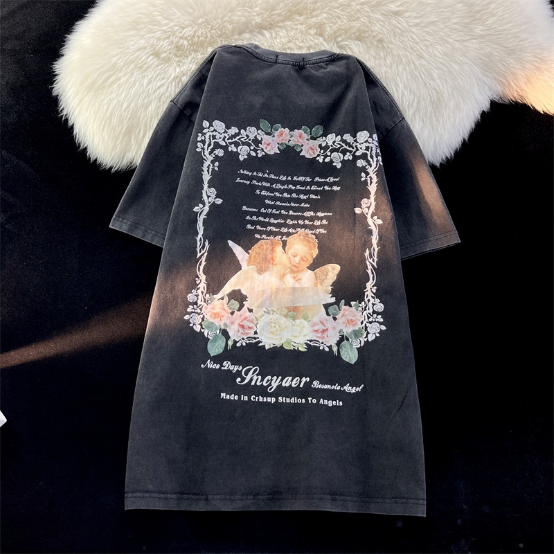 NRVP Áo Thun Đen 100% Cotton Tay Ngắn Dáng Rộng Phong Cách Hàn Quốc Cho Nữ Có Size 5XL