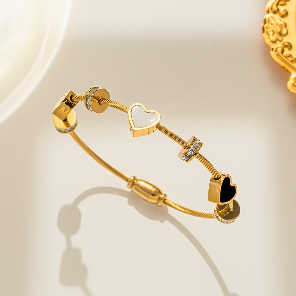 Vòng Tay Thép Titan Dát Đá Zircon Thời Trang Cho Nữ