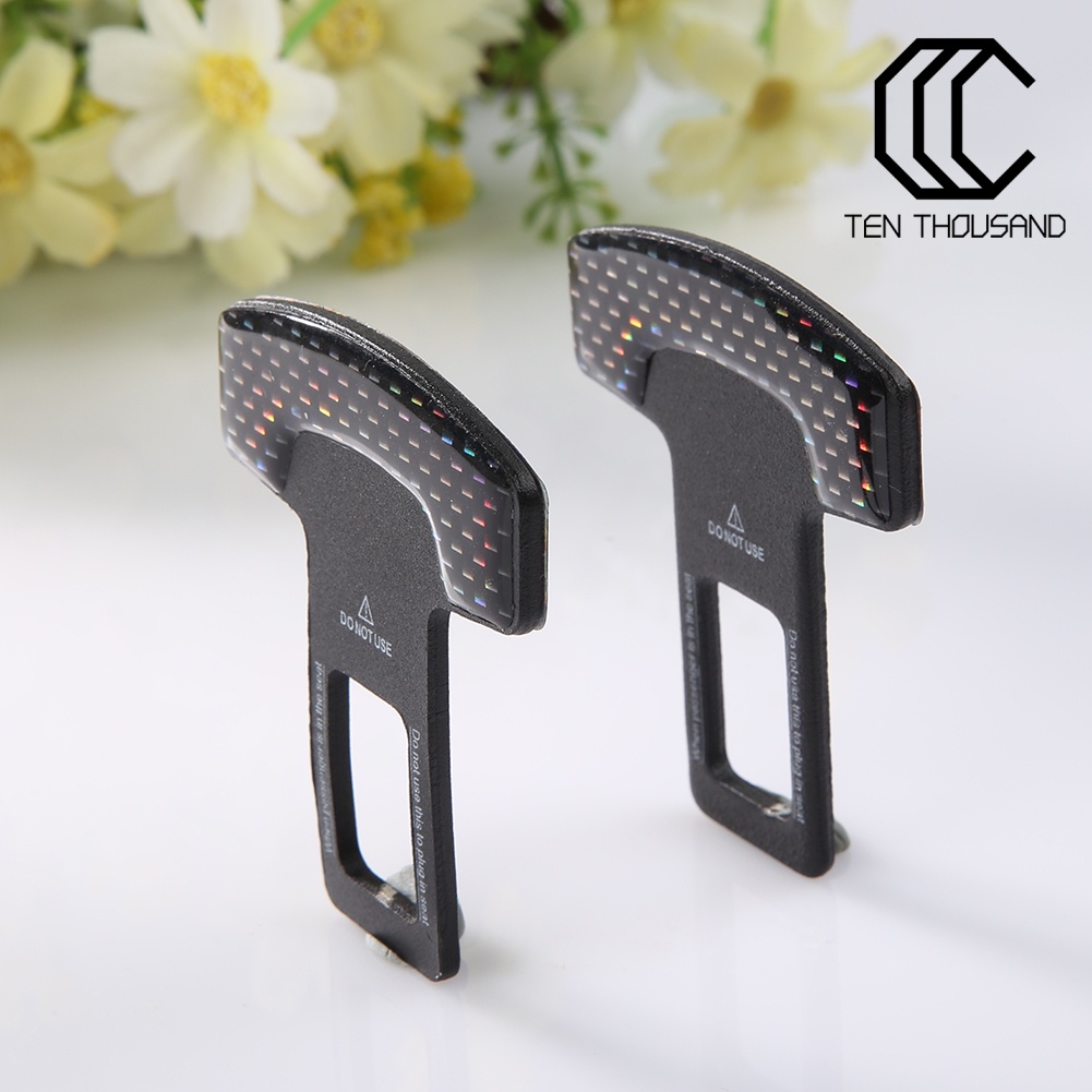 ☼2 Pcs Safety Belt Buckles Real Carbon Fiber Car Seat Alarm Canceler Stopper
