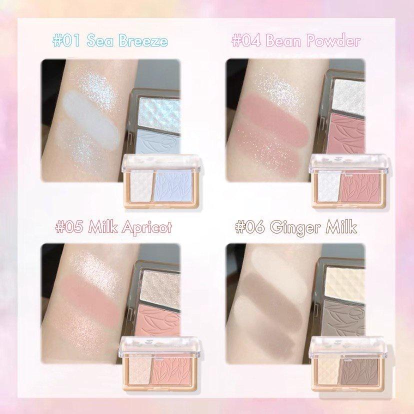 Bảng má khối highlight  Gogo tales phấn má hồng kiêm bắt bắt sáng Among Flower GT421 màu xinh bắt sáng tốt lâu trôi
