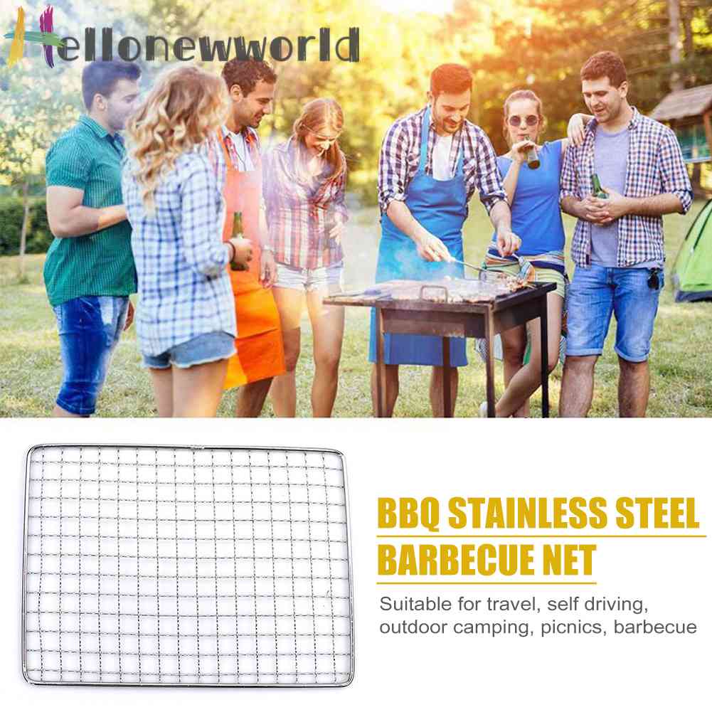 Vỉ Nướng BBQ Hình Vuông Bằng Thép Không Gỉ Tiện Dụng Khi Đi Cắm Trại