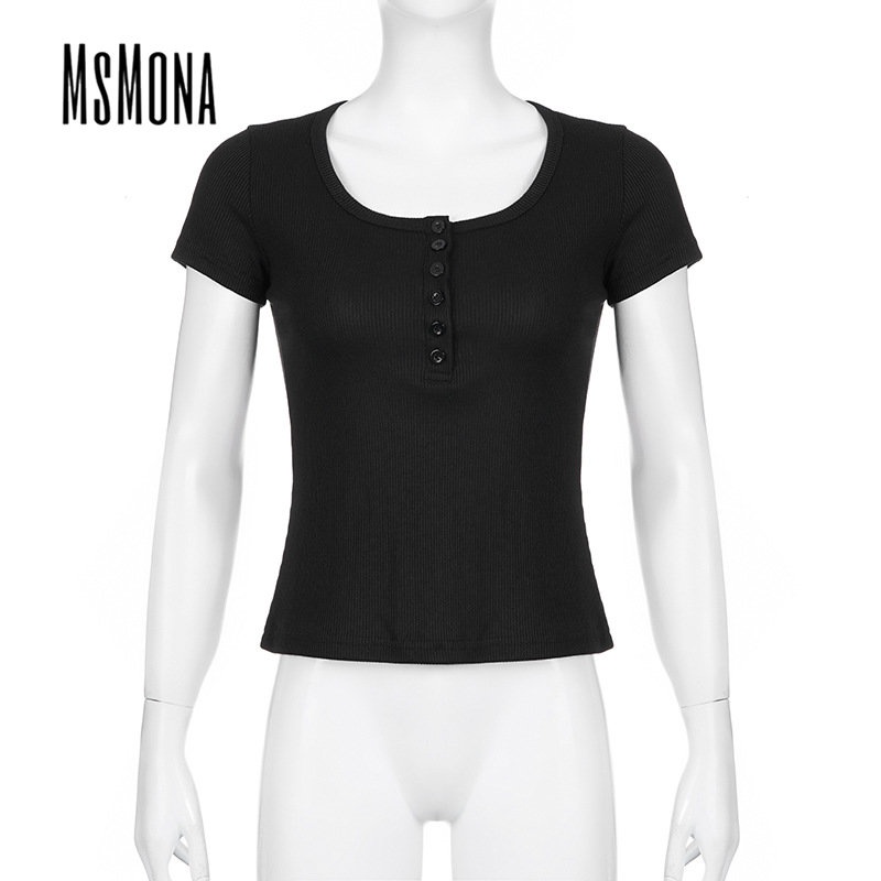 Áo Thun Tay Ngắn Cổ Tròn Màu Trơn Dáng Ôm Thời Trang 2023 Dành Cho Nữ