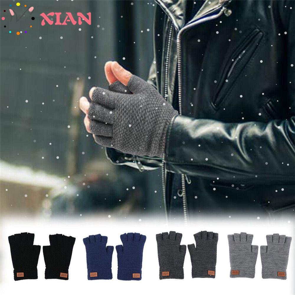 Găng Tay Lái Xe Không Ngón Co Giãn Giữ Ấm Mùa Đông Cho Nam