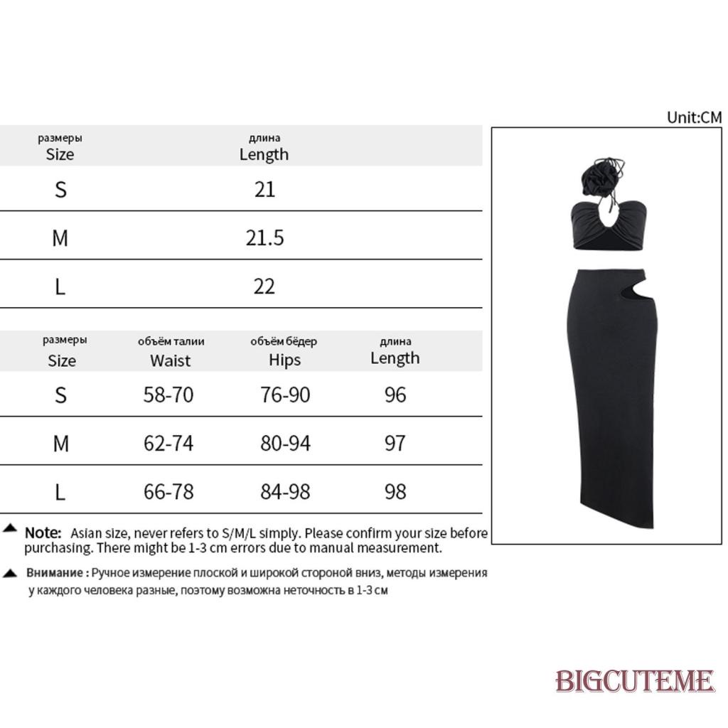 Set Đồ Mùa Hè 2 Món Gồm Áo Hai Dây Buộc Cổ Buộc Dây Màu Trơn + Chân Váy Dài Họa Tiết Hoa Màu Trắng / Đen Cho Nữ