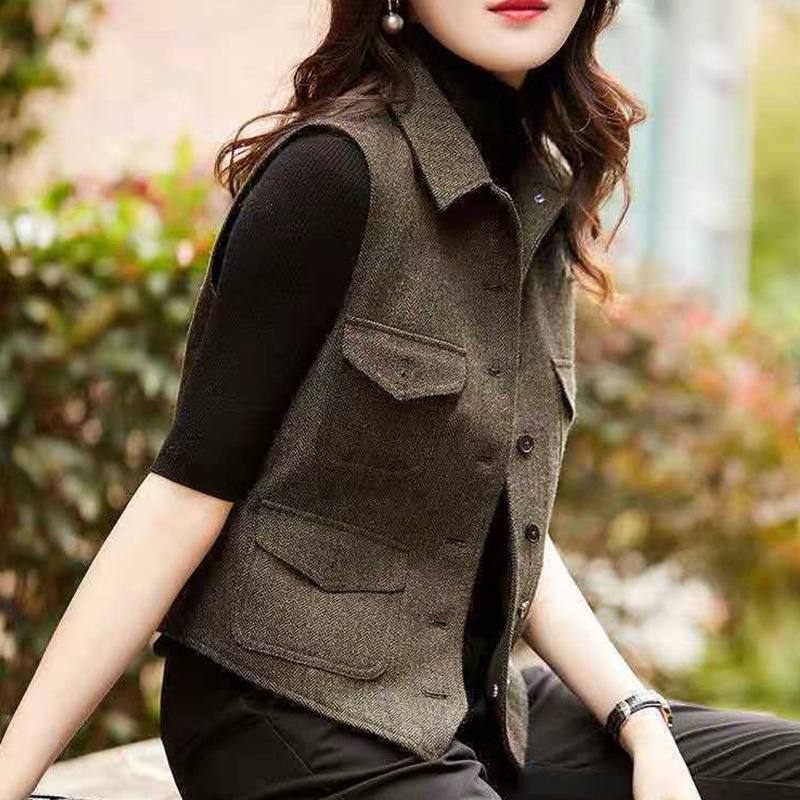 Áo Khoác Len Không Tay Thời Trang Nhật Bản Đơn Giản