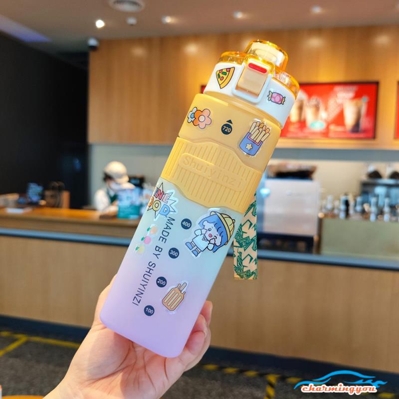 900ML/720ML Bình Nước Nhựa Không BPA Hình Vuông Tiện Dụng Mang Theo Du Lịch/ Cắm Trại