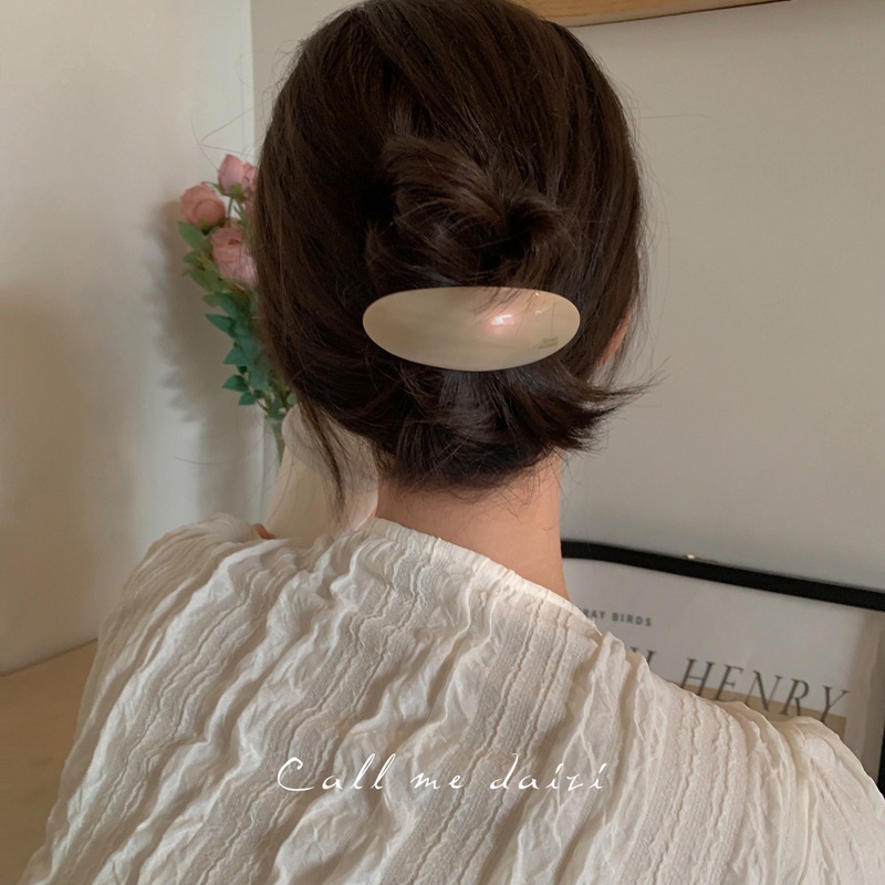 Kẹp Tóc Đuôi Ngựa Hình Oval Phong Cách Retro Cao Cấp