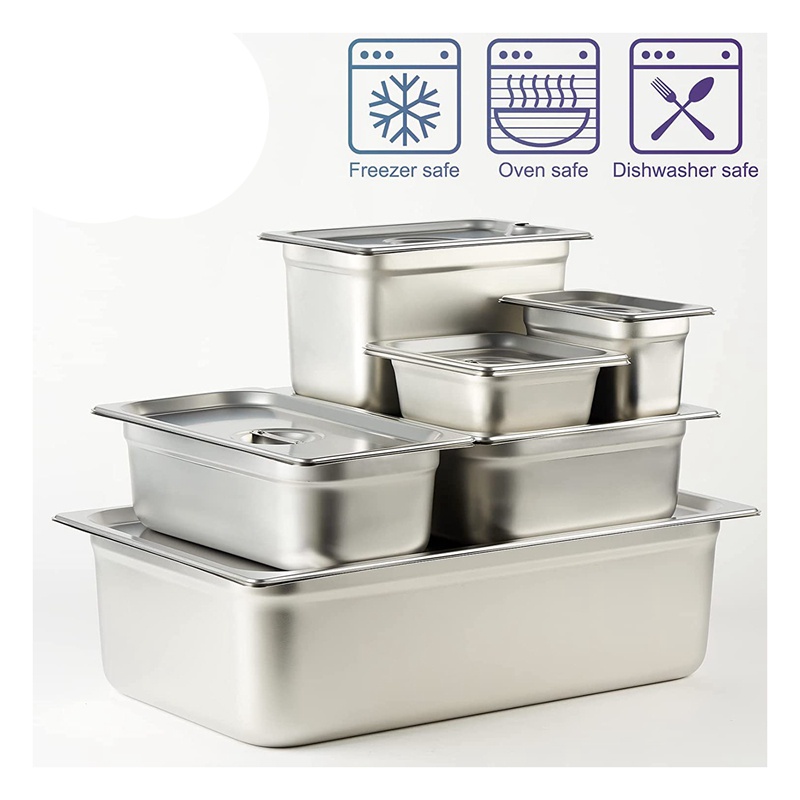 Bộ 6 Chảo Hấp Bằng Thép Không Gỉ Có Nắp Chống Mất Có Kích Thước 1 / 6 Kích Thước 4 Inch 18 / 8