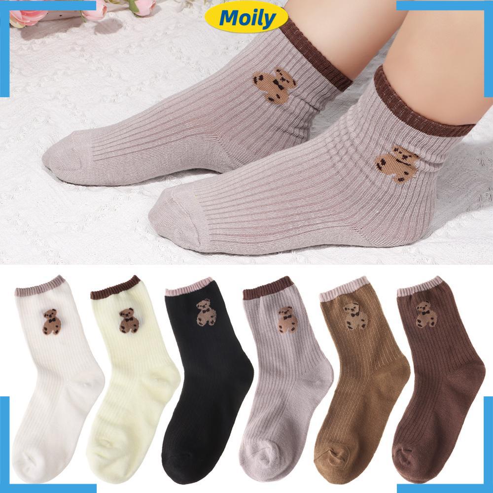 Đôi vớ thoáng khí thấm hút mồ hôi in hình gấu dễ thương thời trang cho nữ