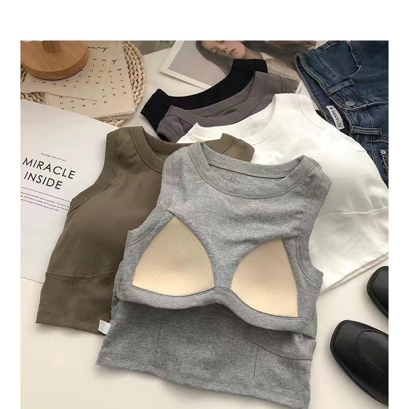 Áo Croptop Sát Nách Có Mút Đệm Ngực Phong Cách Thể Thao Hàng Mới Dành Cho Bạn Nữ