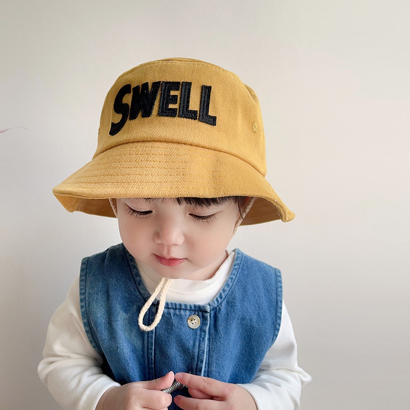 Mũ Bucket Thêu Chữ Thời Trang Năng Động Cho Bé 1-6 Tuổi