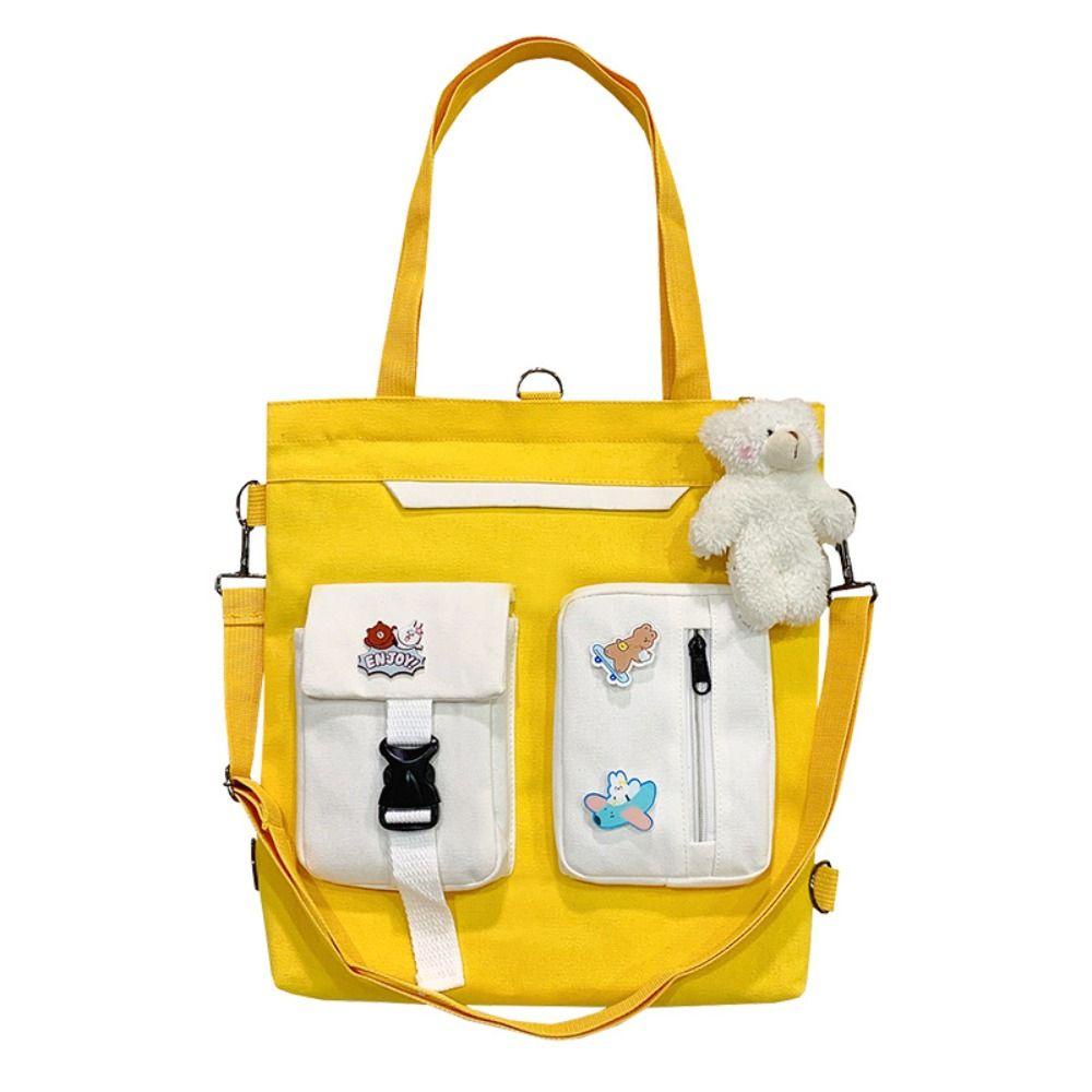 Ba Lô Canvas Màu Sắc Tương Phản Phong Cách Hàn Quốc Cho Nữ