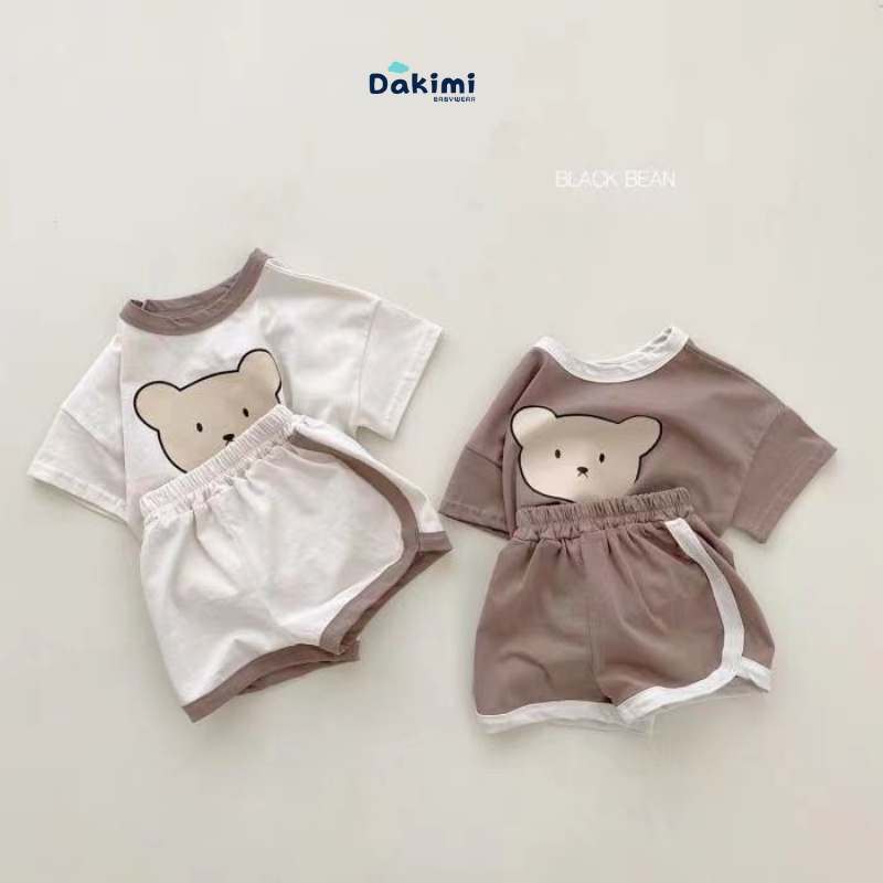 Đồ bộ cho bé trai bé gái cộc tay DAKIMI bộ Thun lạnh cho bé mềm mịn thoáng mát mẫu quần áo trẻ em hình Gấu cho bé 4-18kg