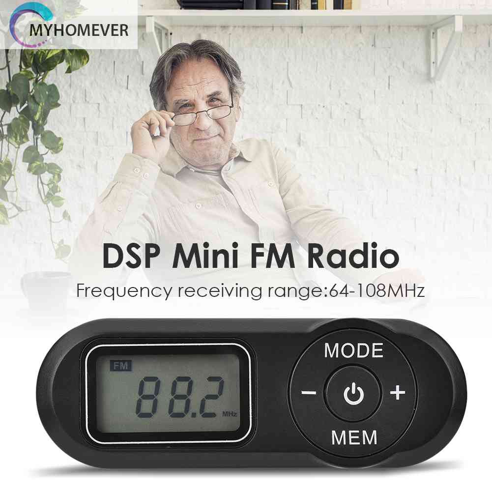 Máy Nghe Đài FM Mini Màn Hình LCD Kỹ Thuật Số Có Thể Sạc Lại Tiện Dụng
