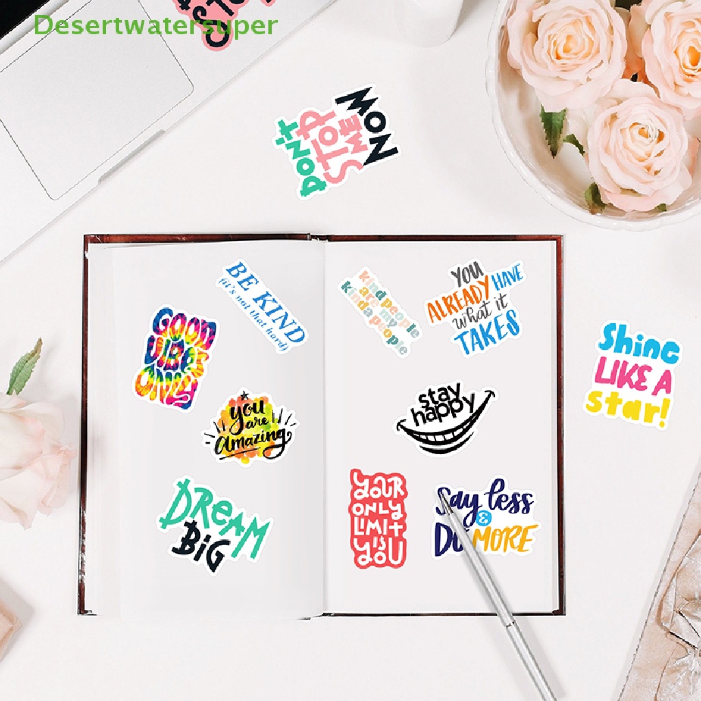 Set 50 Sticker Câu Nói Truyền Cảm Hứng Độc Đáo Dán Trang Trí Sổ Tay DIY