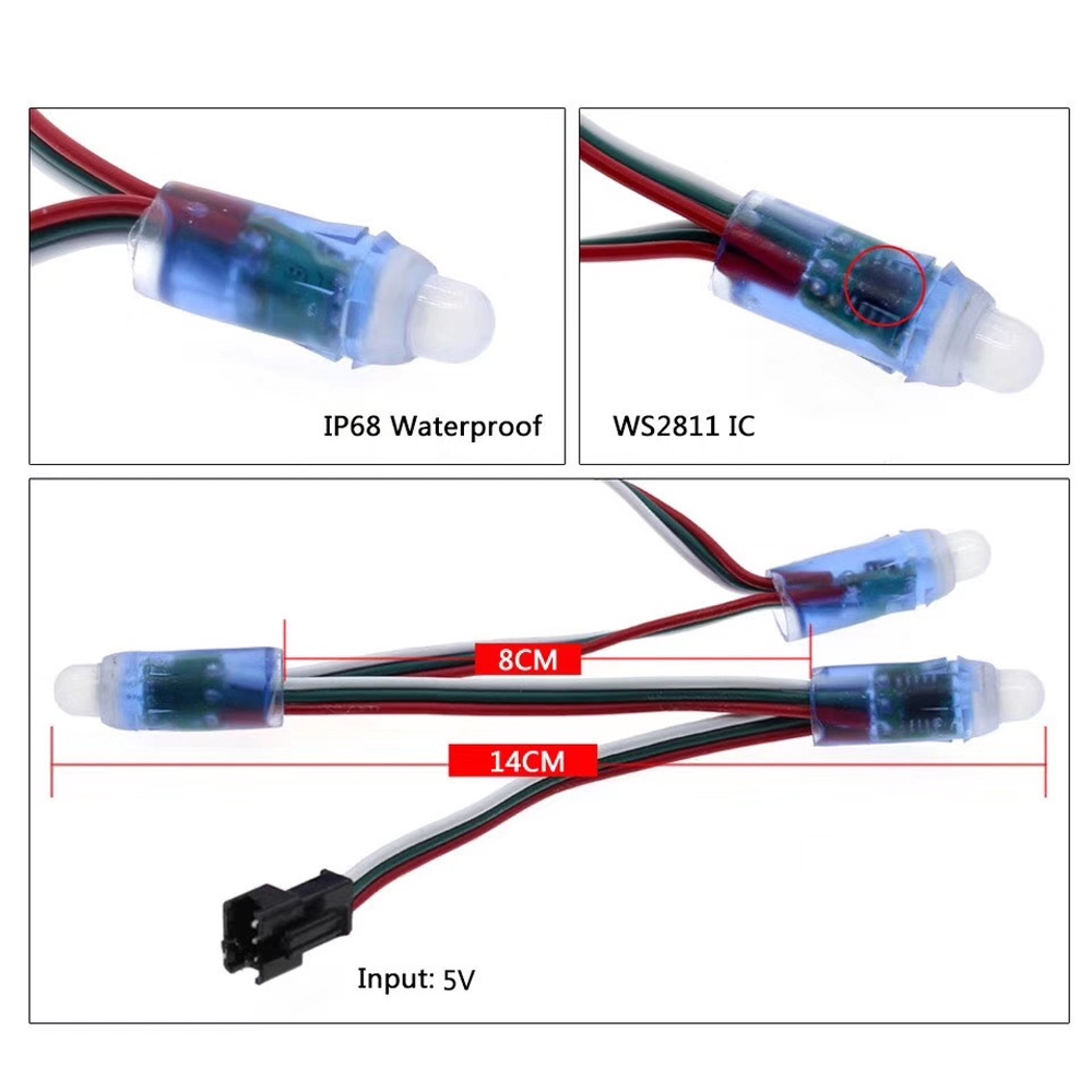 Bộ 50 Mô Đun Đèn LED Kỹ Thuật Số Màu Sắc RGB Chống Nước WS2811 DC5V IP68 2811 1903 IC