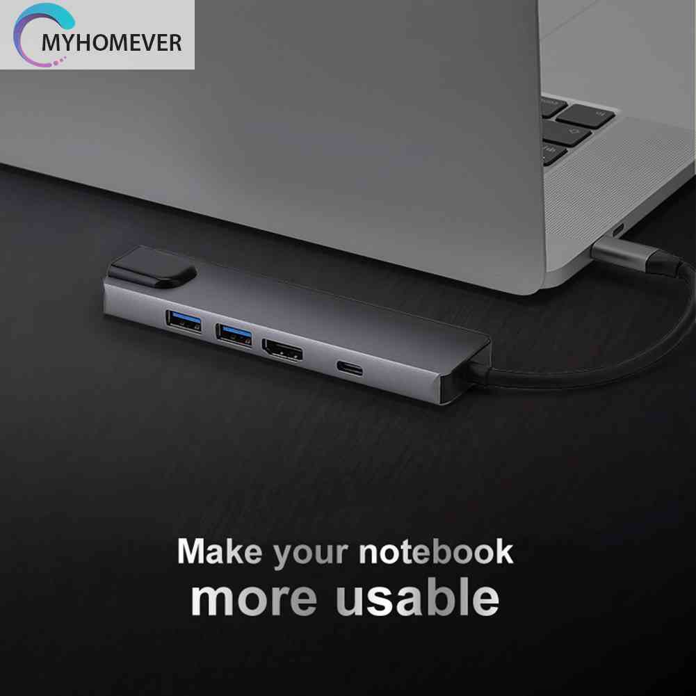 Bộ Chuyển Đổi Thẻ Mạng 5 Trong 1 USB C Sang 4K HDMI USB 3.0 2.0 PD RJ45 Cho Máy Tính