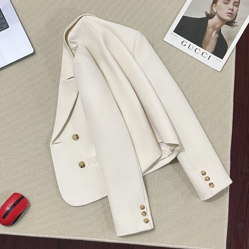 Áo Khoác Vest Off-white Dáng Ngắn Thời Trang Mùa Xuân 2023 Cho Nữ
