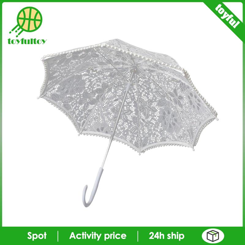 Dù Ren Trắng Cổ Điển Dùng Làm Đạo Cụ Chụp Ảnh Tiệc Hóa Trang