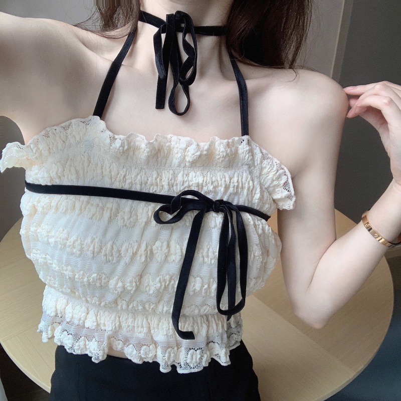 Nzn Áo hai dây Không Tay Màu Trơn Cắt Ren Thời Trang Cho Nữ