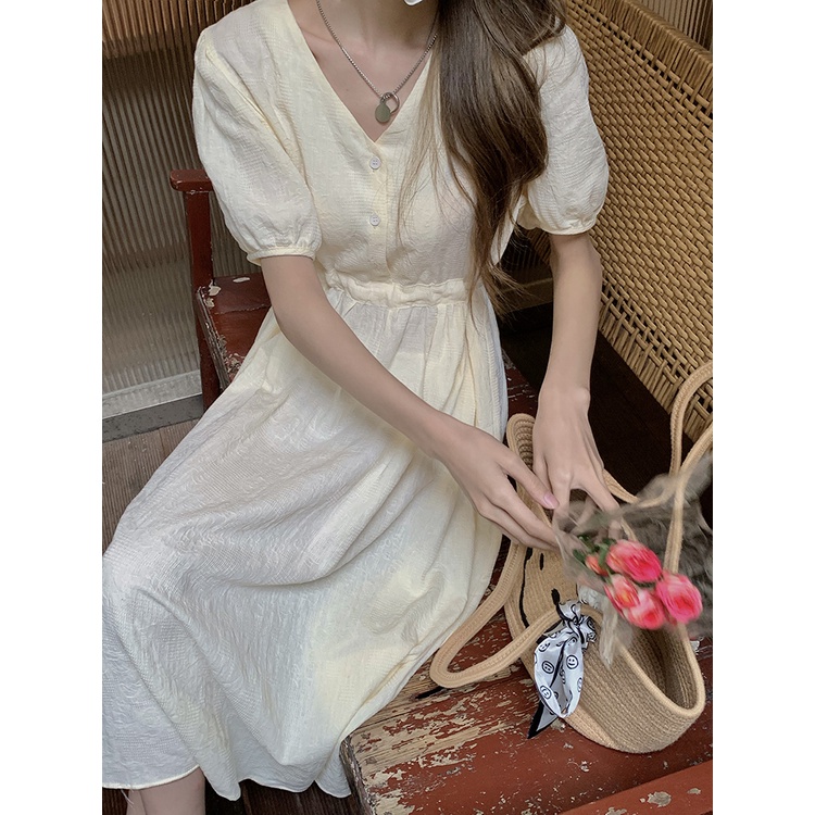 Đầm SUXI tay ngắn phong cách Hàn Quốc thời trang mùa hè cho nữ