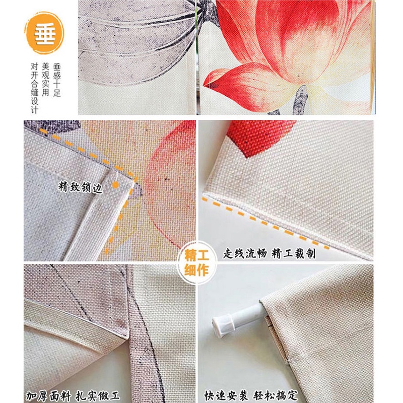 Rèm Cửa Ngắn Bằng Vải Họa Tiết Sóng Biển Phong Cách Nhật Bản Trang Trí Nhà Hàng Khách Sạn