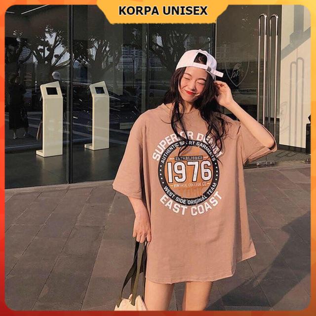 Áo thun tay lỡ form rộng in hoạ tiết chữ DENIM 1976 - phông ulzzang unisex nam nữ đều mặc được