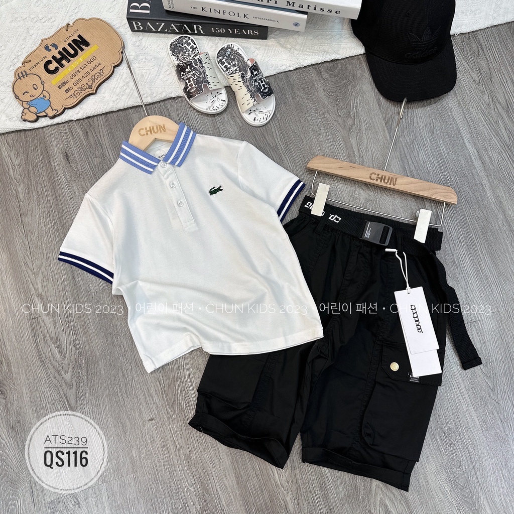 ÁO polo Lacoste cổ & tay kẻ cho Bé