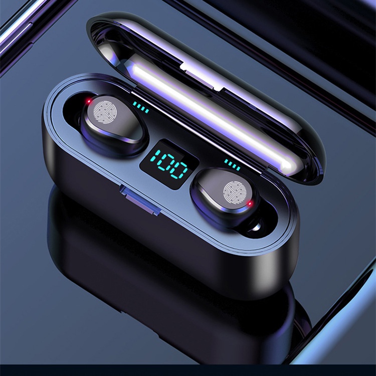 Tai nghe Bluetooth AMOI F9 TWS 5.1 bản QUỐC TẾ không dây cảm ứng chống nước IPX5, chống ồn tích hợp sạc dự phòng