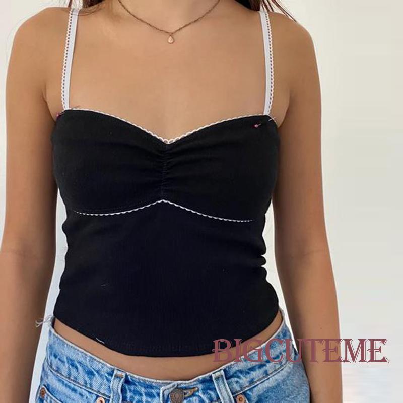 [] - Áo Hai Dây Mỏng Ghép Vải Hoa Thời Trang Mùa Hè Cho Nữ