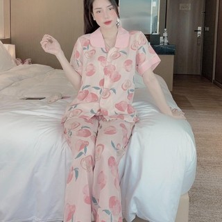 Bộ Quả Đào, Bộ đồ pizama mặc nhà Lụa Mango cao cấp QĐ02