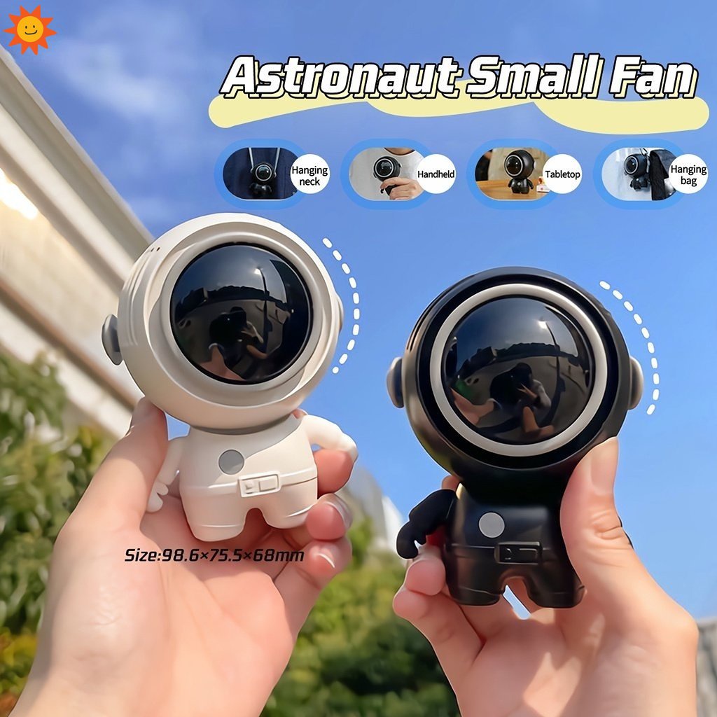 Quạt Mini Cầm Tay JP7 Có Dây Đeo Cổ Yên Tĩnh Họa Tiết Phi Hành Gia