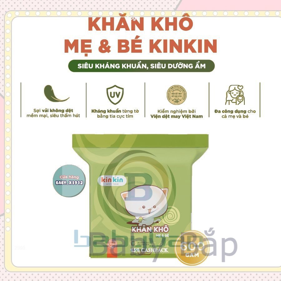 Khăn vải khô Kin Kin cho Mẹ và Bé 600G/900G
