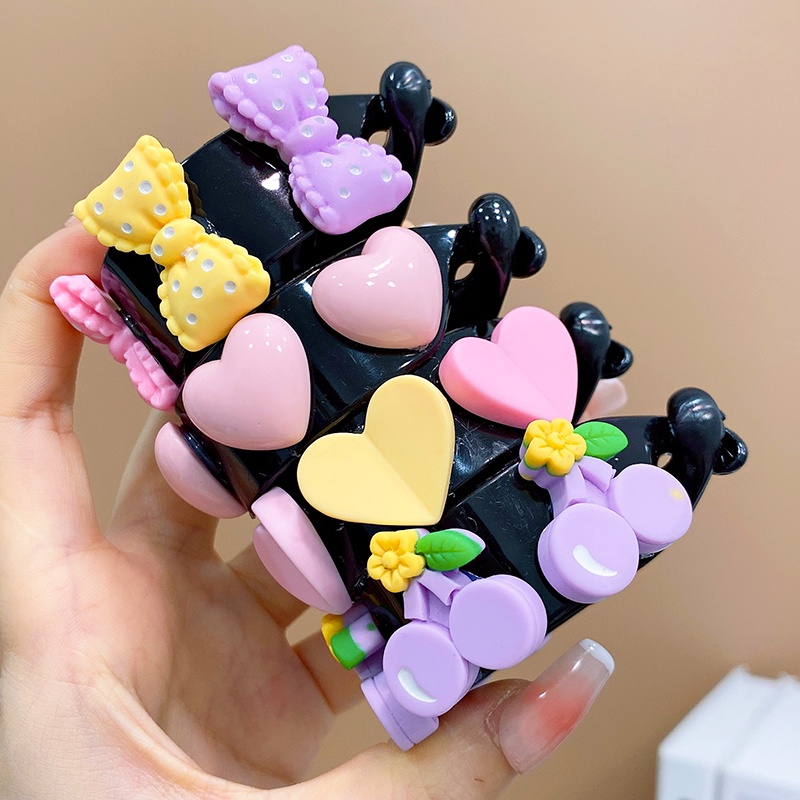 Kẹp Tóc Đuôi Ngựa Cỡ Lớn In Họa Tiết Hoạt Hình Dễ Thương Cho Bé Gái