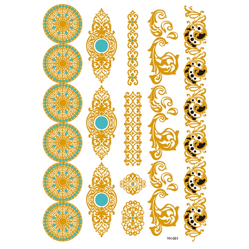 Miếng Dán Hình Xăm Tạm Thời Bằng Lá Kim Loại Nhiều Màu Sắc Chống Nước Cho Nữ