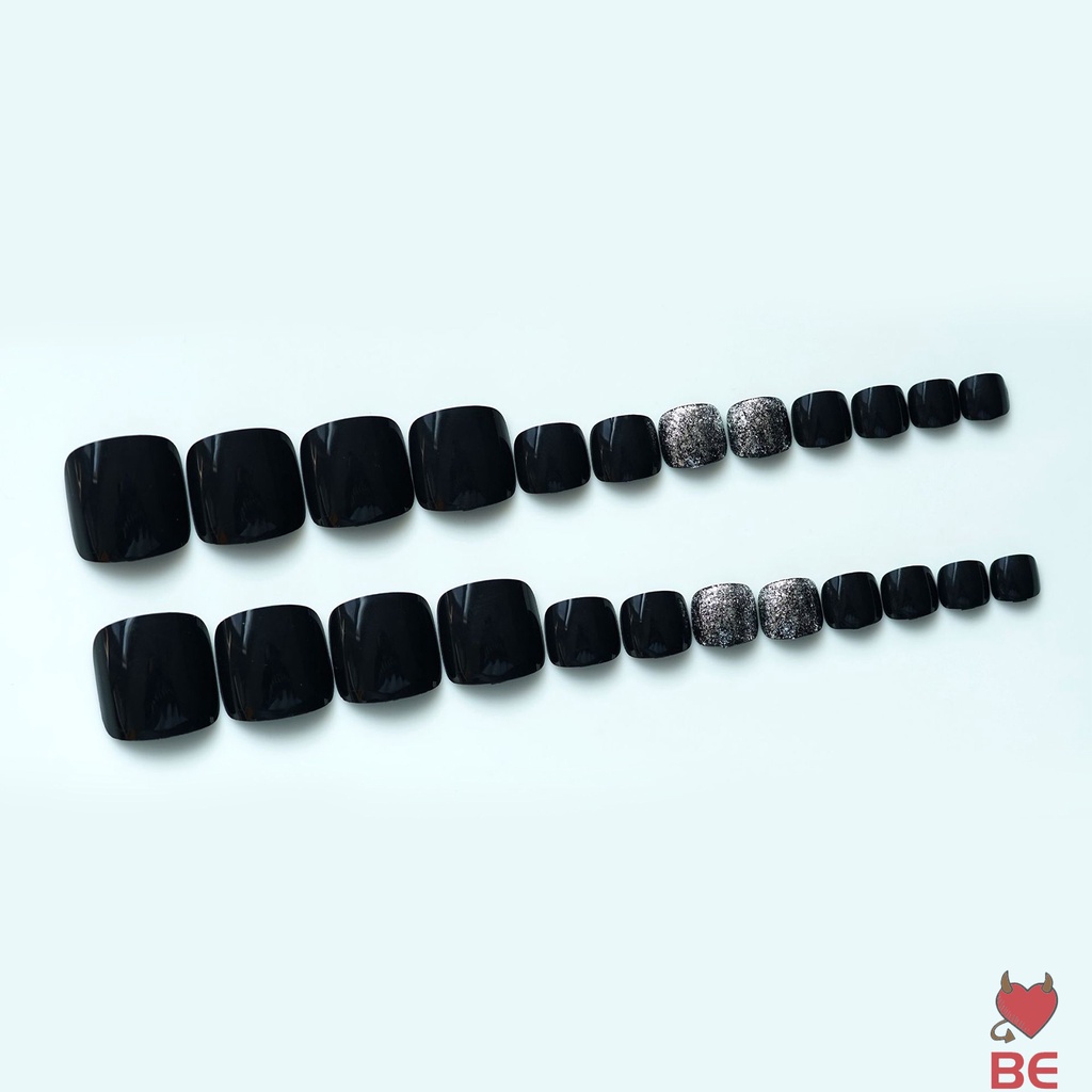 YADORNOS Móng Chân Giả Màu Đen Trơn Chống Nhòe Thời Trang Thanh Lịch Cho Nữ