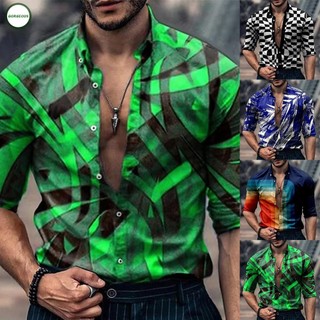 GORGEOUS~Men Shirt Button Down Casual Dress Shirt Handsome Hawaiian Hot Selling