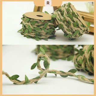 Cuộn dây thừng 5m gắn lá xanh phụ kiện handmade độc đáo