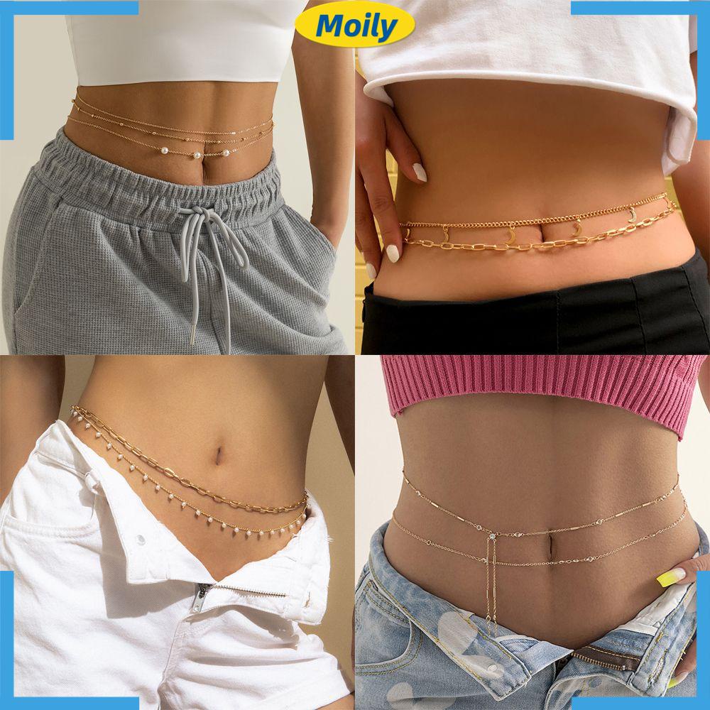 Phụ kiện dây lưng chuỗi trang sức nhân tạo nhiều lớp cuốn hút phong cách boho mùa hè bãi biển cho bạn nữ