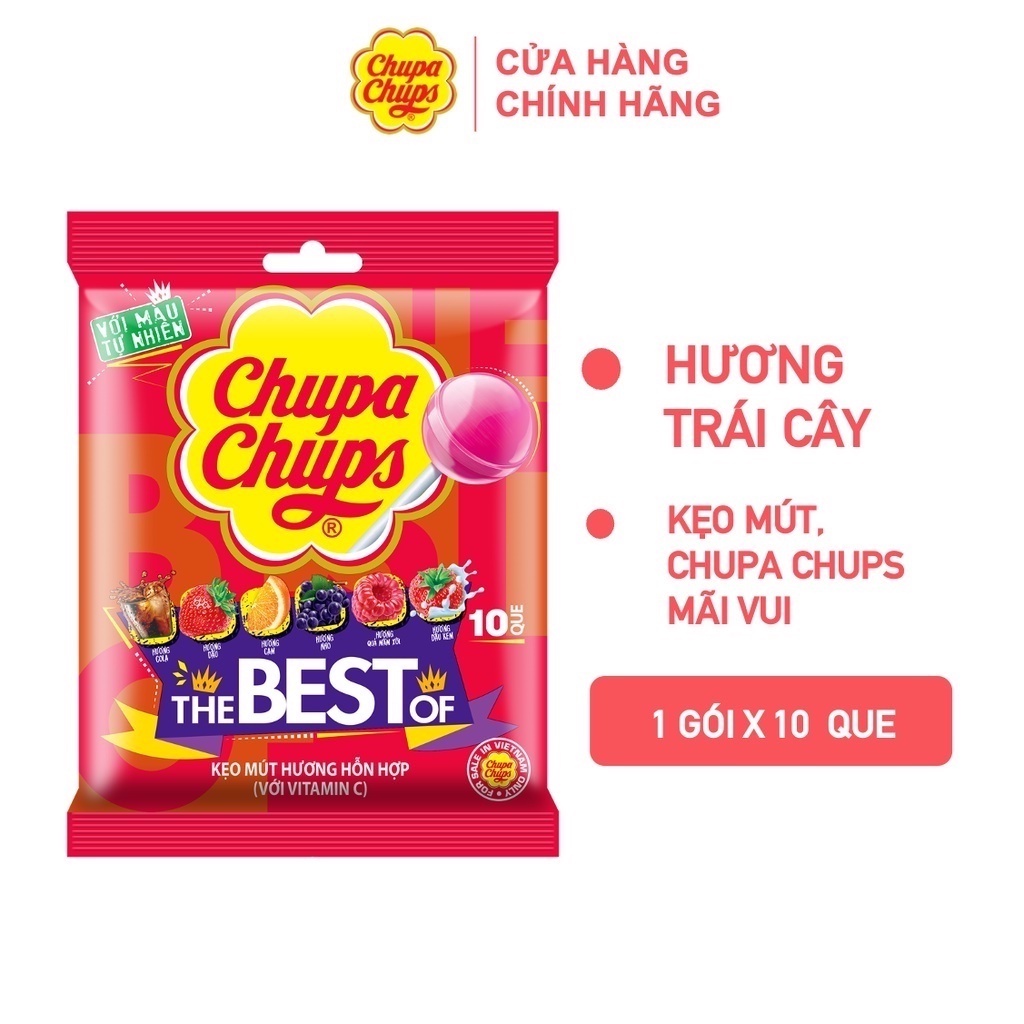 Kẹo mút Chupa Chups Hương Trái Cây Hỗn Hợp (10 Que)