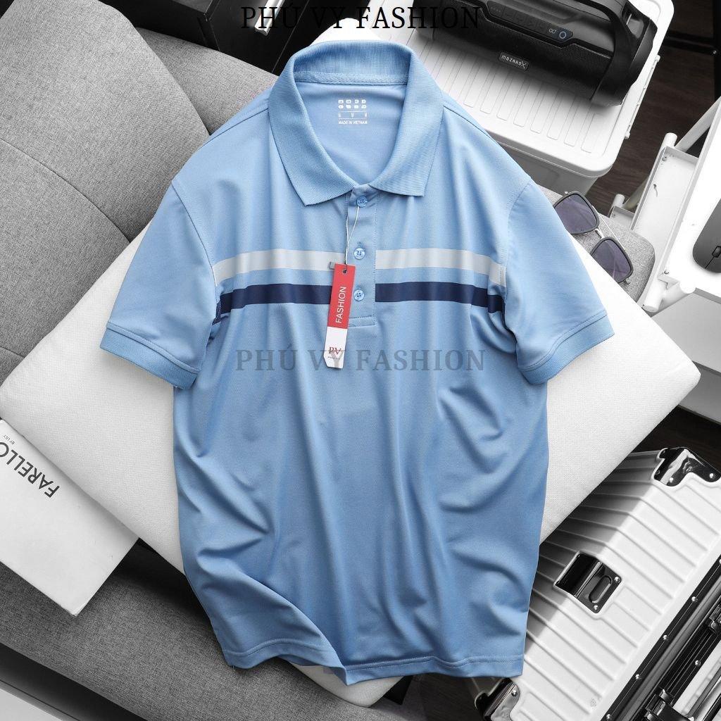 Áo thun nam polo thiết kế sọc ngang vải cá sấu cotton co giãn 4 chiều cực sang trọng và lịch lãm