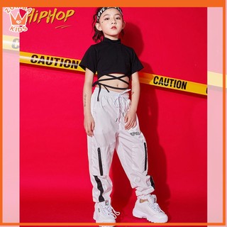 🔶 Quần áo hiphop trẻ em | Set áo crop dây quần sport