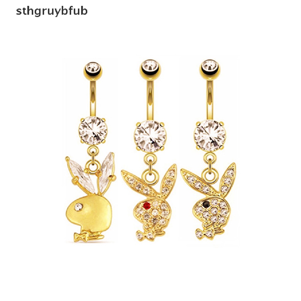 1 Khuyên RốN HìNh Thỏ ĐíNh Đá BằNg ThéP Y Tế