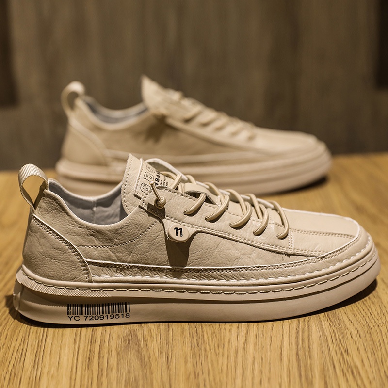 Giày Da pu Đế Bằng Không Thấm Nước Chống Trượt Thời Trang Xuân Thu Cho Nam