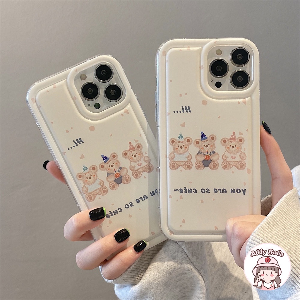 Ốp Điện Thoại TPU Dẻo Họa Tiết Hoạt Hình Chú Gấu &amp; Chữ Happy Birthday Dễ Thương Chống Bụi Cho IPhone 14 Pro Max 13 12 11 Pro Max