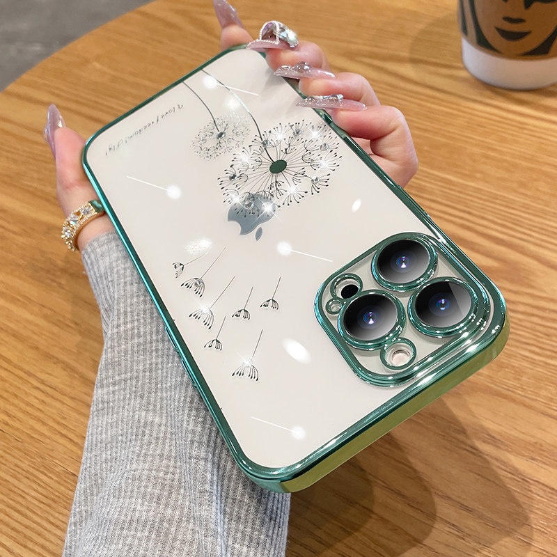 Ốp Điện Thoại Trong Suốt Đính Kim Cương Giả Cho IPhone 11 11Pro 11ProMax 12 12Pro 12ProMax 13 13Pro 13ProMax 14 14Pro 14ProMax