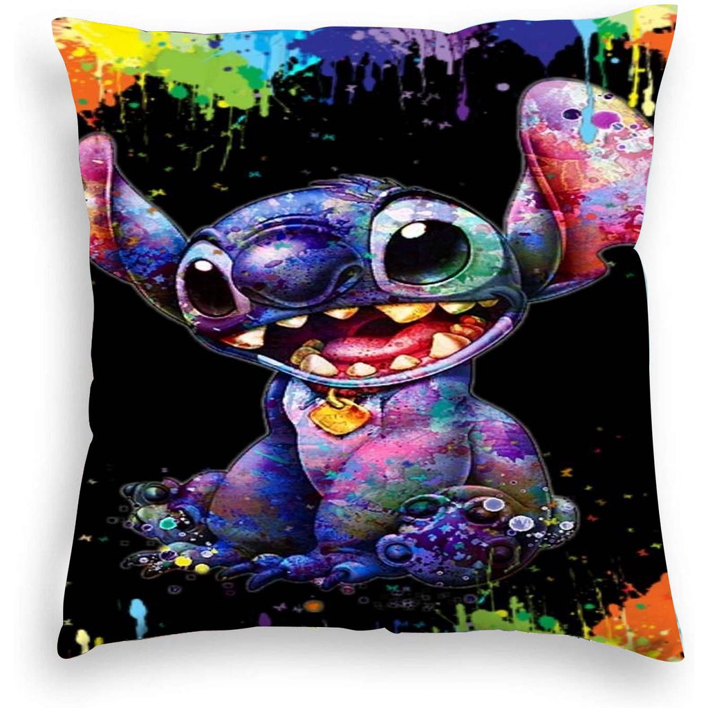 Vỏ Gối 45 * 45cm 45 * 45cm In Họa Tiết Hoạt Hình Stitch Đáng Yêu Trang Trí Nội Thất